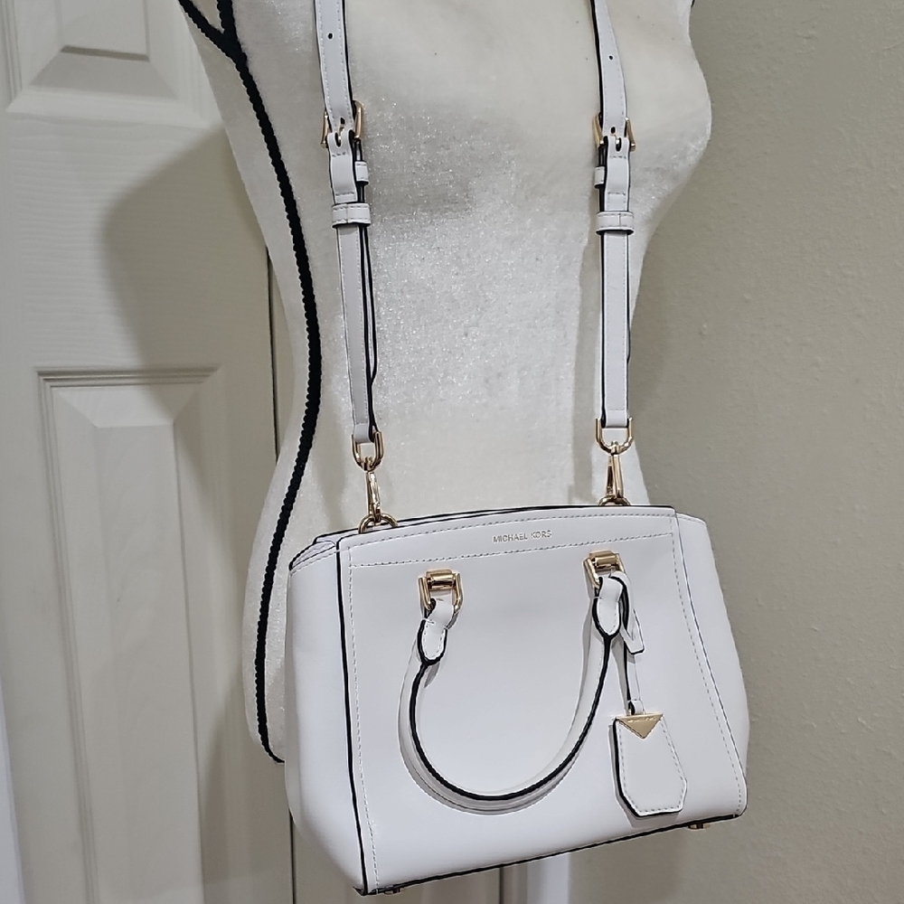 Michael Kors White Crossbody Bag with Gold Accents